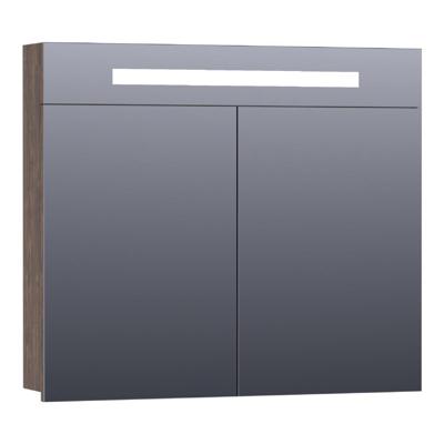 Brauer Promise Spiegelkast - 80 cm - met Directe Verlichting - 2 Enkelzijdige Spiegeldeuren - Grove