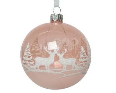 Kerstbal Glas Kerstbos Ø8cm Roze 1st Kerstbal Glas Kerstbos Ø8cm Roze 1st