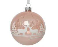 Kerstbal Glas Kerstbos Ø8cm Roze 1st - thumbnail