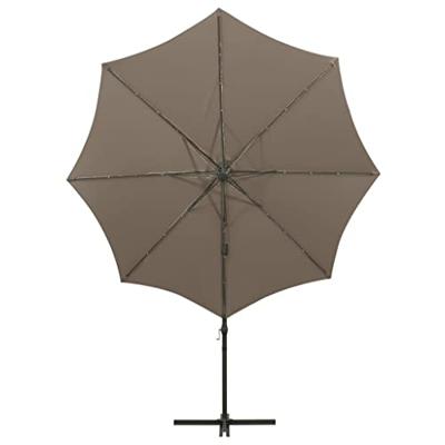 Zweefparasol met paal en LED-verlichting 300 cm taupe