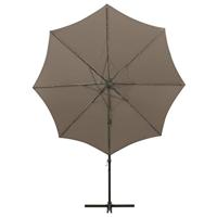 Zweefparasol met paal en LED-verlichting 300 cm taupe - thumbnail