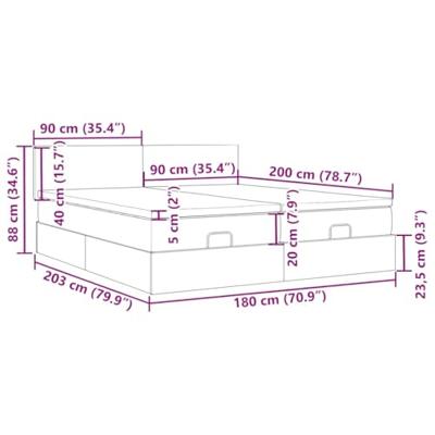 Ottoman bed met matrassen 180x200cm stof donkerbruin