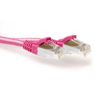 ACT Roze 10 meter LSZH SFTP CAT6A patchkabel snagless met RJ45 connectoren - thumbnail