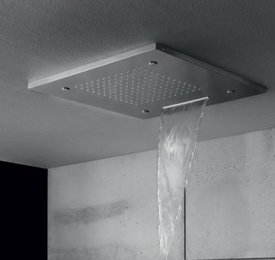 Hotbath Mate inbouwhoofddouche vierkant 50x50cm met cascade en spray nikkel geborsteld M145GN