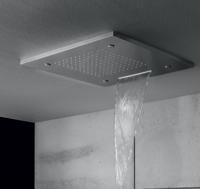 Hotbath Mate inbouwhoofddouche vierkant 50x50cm met cascade en spray nikkel geborsteld M145GN - thumbnail