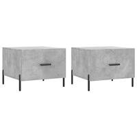 Salontafels 2 st 50x50x40 cm bewerkt hout betongrijs - thumbnail