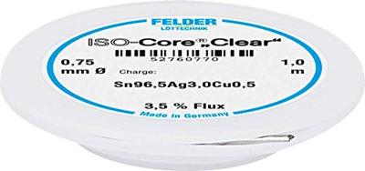 Felder ISO-Core Clear SAC305 Soldeertin Spoel Sn96,5Ag3Cu0,5 0.75 mm