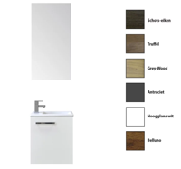 Sanicare Q40 toiletmeubel 40cm hoogglans wit met spiegel en keramische fontein - thumbnail