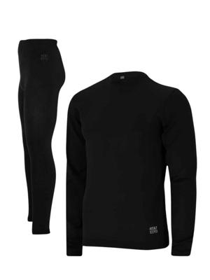 Heatkeeper Thermoset Heren Basic Naadloos - Thermoshirt + Thermo Legging - Zwart-XL/XXL