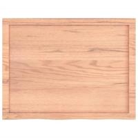 Wastafelblad 80x60x(2-6) cm behandeld massief hout lichtbruin - thumbnail