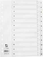 Q-CONNECT tabbladen, A4, PP, 11-gaatsperforatie, met indexblad, set van 1-12, wit - thumbnail