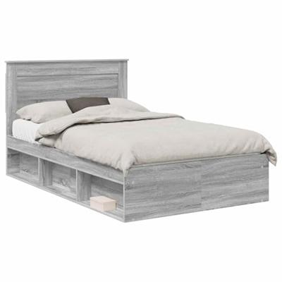 Bedframe met lade Grijs Sonoma 120 x 190 cm Massief grenenhout