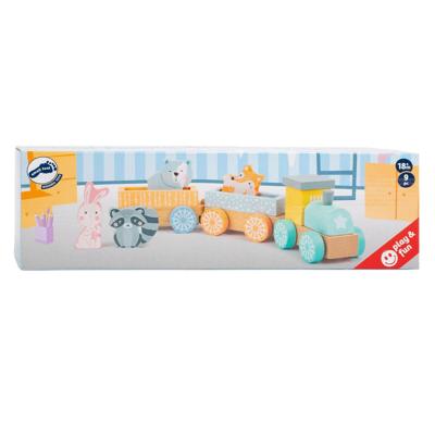 Small Foot houten trein met bosdieren pastel, 9dlg.