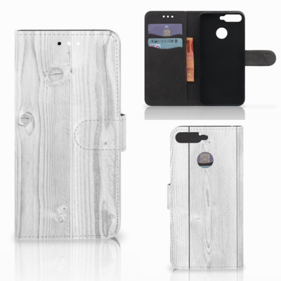 Huawei Y6 2018 Book Style Case White Wood Huawei Y6 2018 Book Style Case White Wood