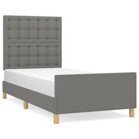 Bedframe met hoofdeinde stof donkergrijs 90x200 cm - thumbnail