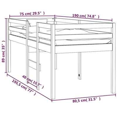 Hoogslaper massief grenenhout 75x190 cm - thumbnail