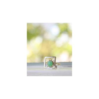 Verstelbare Ring van Chrysopraas in Zilveren Zetting Verstelbare Ring van Chrysopraas in Zilveren Zetting