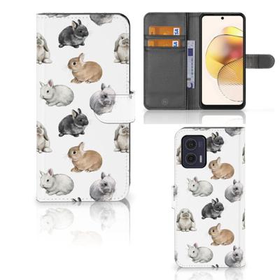 Telefoonhoesje | Met pasjeshouder | voor Motorola Moto G73 Konijntjes