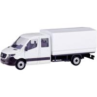 Herpa 013499 H0 Vrachtwagen Mercedes Benz Sprinter dubbele cabine met laadbak, wit - thumbnail