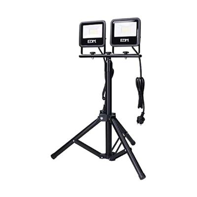 EDM LED Bouwlampen 2x30W op tripod statief 6400K IP65 zwart - 5017631