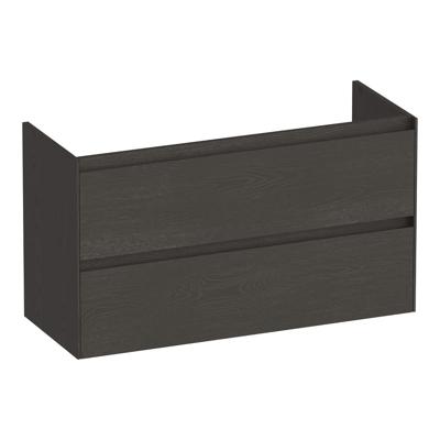 Brauer Inspire - Onderkast Ondiep - 100 cm - met 2 Softclose Lades Greeploos en 1 Sifon Uitsparing - Timber Anthracite