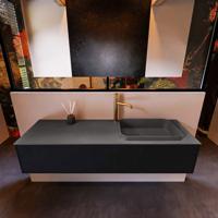 Badkamermeubelset Mondiaz Erin 150 cm met 1 Lade met RIDGE Wastafel Rechts Dark grey met 1 kraangat Greeploos Mat Urban - thumbnail