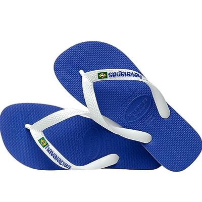 Teenslippers voor kinderen Brasil logo HAVAÏANAS marineblauw/wit