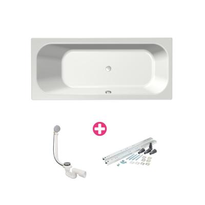 Xenz Aruba Ligbad - 190x80x48 - afvoer Midden - acryl - wit 6894-01