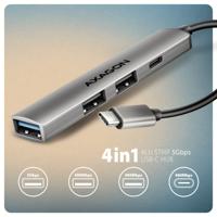 AXAGON HUE-STC USB-hub 4 poorten USB-C, USB-A 5 GBit/s Zilver - thumbnail