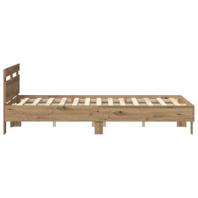 Bedframe artisanaal eikenkleurig 120 x 190 cm Bewerkt hout