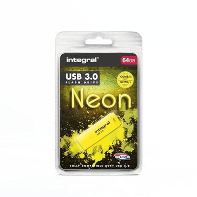 Integral INFD64GBNEONYL3.0 USB flash drive 64 GB USB Type-A 3.2 Gen 1 (3.1 Gen 1) Geel Integral INFD64GBNEONYL3.0 USB flash drive 64 GB USB Type-A 3.2 Gen 1 (3.1 Gen 1) Geel