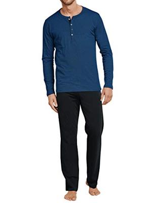 Schiesser Pyjama jeans blauw met knoopjes