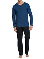 Schiesser Pyjama jeans blauw met knoopjes - thumbnail