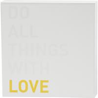 Canvas met goudkleurige motieven, H: 25,4 cm, D: 2,54 cm, B: 25,4 cm, wit, 1 stuk - thumbnail