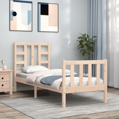 Bedframe met hoofdbord massief hout