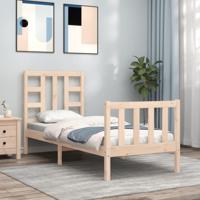 Bedframe met hoofdbord massief hout - thumbnail