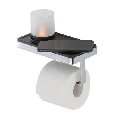 Planchet met Toiletrolhouder en Houder LED Licht Geesa Frame Zwart Chroom Geesa