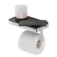 Planchet met Toiletrolhouder en Houder LED Licht Geesa Frame Zwart Chroom - thumbnail