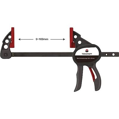 TOOLCRAFT 1574784 Mini-éénhandsklem 100 x 35 mm 250 Nm Spanbreedte (max.):100 mm Afmeting, lengte: 191 mm Afm. werkbereik:35 mm
