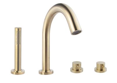 Wiesbaden Caral 4-gats badrandthermostaat afbouwset geborsteld messing Wiesbaden Caral 4-gats badrandthermostaat afbouwset geborsteld messing