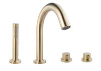 Wiesbaden Caral 4-gats badrandthermostaat afbouwset geborsteld messing - thumbnail