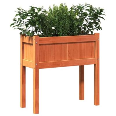 Plantenbak met poten 70x31x70 cm grenenhout waxbruin