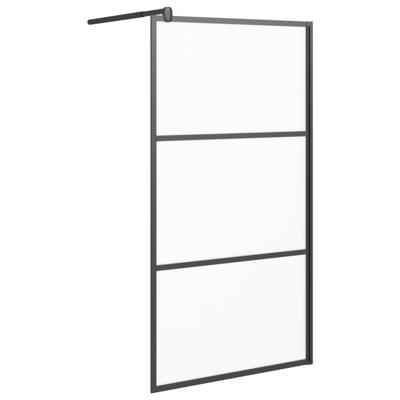 Inloopdouchewand 100x195 cm mat ESG-glas zwart