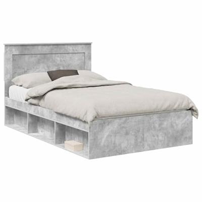 Bedframe met hoofdeinde Beton 120 x 190 cm Massief grenenhout