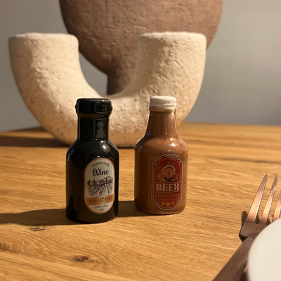 Peper & zoutstel Beer & Wine 4,5x4,5x6cm