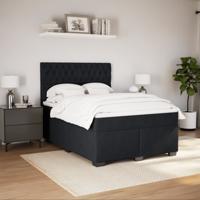 Boxspring met matras fluweel zwart 160x200 cm - thumbnail