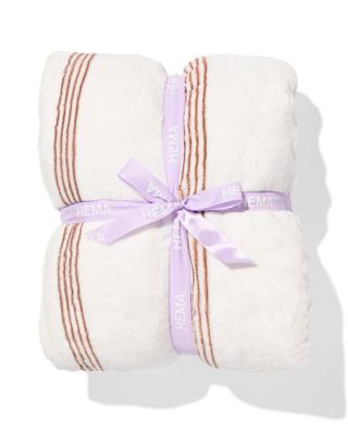 HEMA Plaid 130x150cm sherpa strepen bruin (beige)