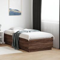 Bedframe bewerkt hout bruin eikenkleur 75x190 cm - thumbnail