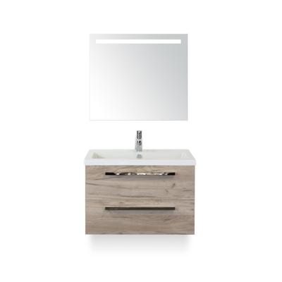 Seville Badmeubelset 80 cm - Craft Oak - Keramische Wastafel Wit Djazz - met Sence Spiegel