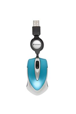 Verbatim Go Mini Muis USB Optisch Caribsch blauw 3 Toetsen 1000 dpi Met kabelroller Verbatim Go Mini Muis USB Optisch Caribsch blauw 3 Toetsen 1000 dpi Met kabelroller